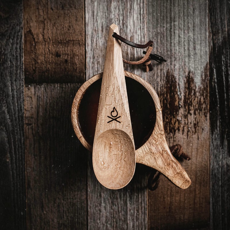 Ã¼berleben Ãœberleben | Dursten Kanu Wooden Camping Spoon â€“ Handcarved Nordic Utensil with Lanyard & Carabiner â€“ Lightweight Reusable Survival Tool & Camping Essentials Bushcraft Gear - Image 5